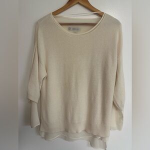 Jennifer Lopez Cream Scoop Neck Sweater